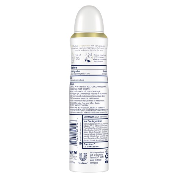 Dove Ultimate 72-Hour Antiperspirant & Deodorant Dry Spray, Cucumber Water & Mint