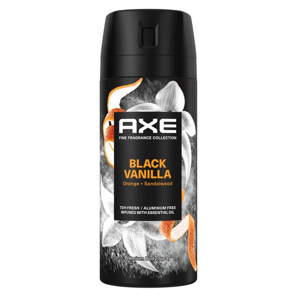 AXE 72-Hour Premium Deodorant Body Spray, Black Vanilla, 4 OZ