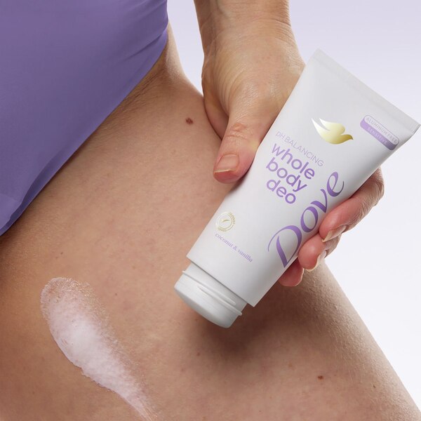 Dove Whole Body Deodorant Invisible Cream, Coconut & Vanilla, 2.5 OZ