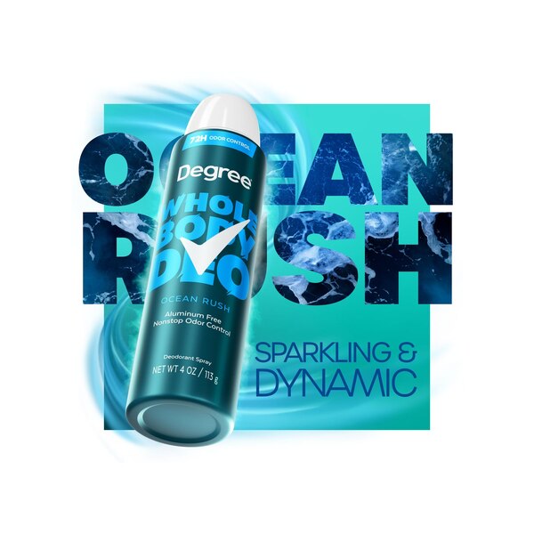 Degree Whole Body Deodorant Spray, Ocean Rush, 4 OZ