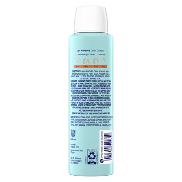 Degree Whole Body Deodorant Spray, Fresh Citrus, 4 OZ