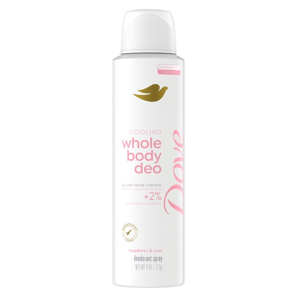 Dove Whole Body Deodorant Spray, Raspberry & Rose, 4 OZ