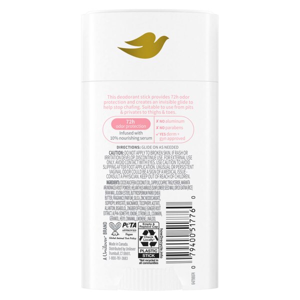 Dove Whole Body Deodorant Stick, Raspberry & Rose, 2.6 OZ