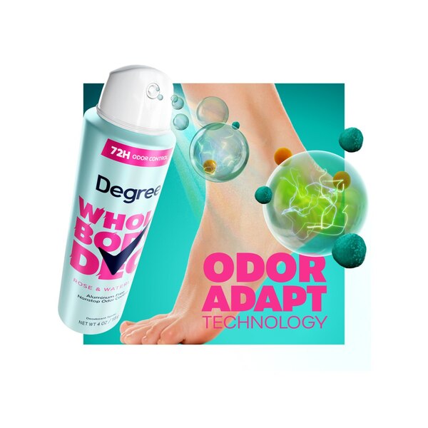Degree Whole Body Deodorant Spray, Rose & Waterlily, 4 OZ