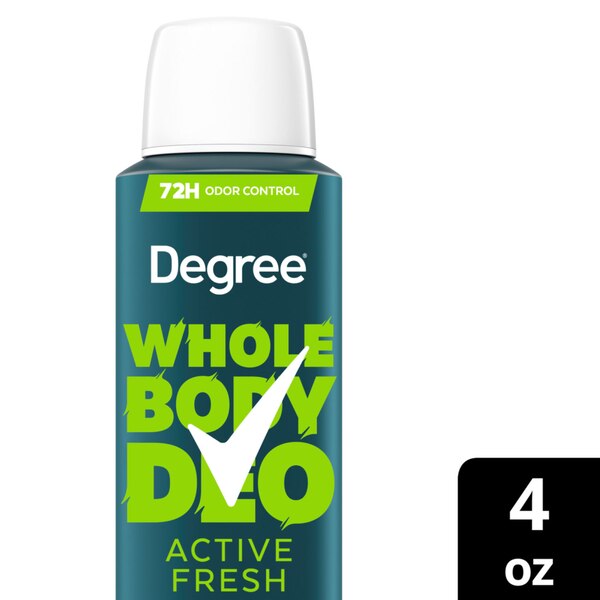Degree Whole Body Deodorant Spray, Active Fresh, 4 OZ