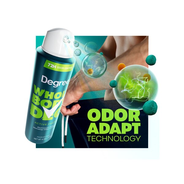 Degree Whole Body Deodorant Spray, Active Fresh, 4 OZ