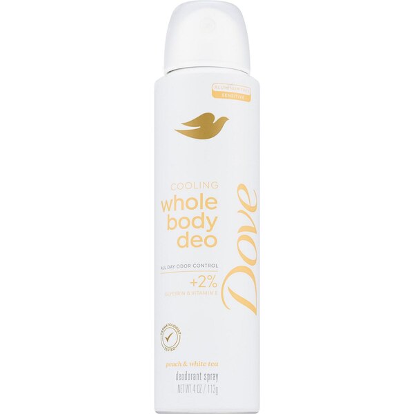 Dove Whole Body Deo Spray, Peach & White Tea, 4 OZ