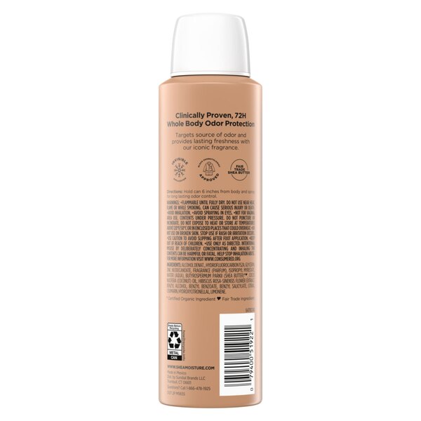 Shea Moisture Fresh Whole Body Deodorant Spray, Coconut & Hibiscus, 4 OZ