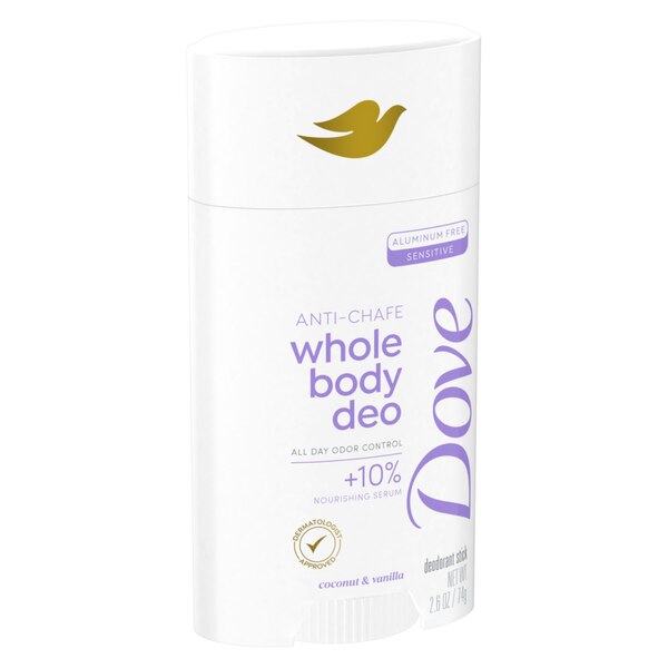 Dove Whole Body Deodorant Stick, Coconut & Vanilla, 2.6 OZ