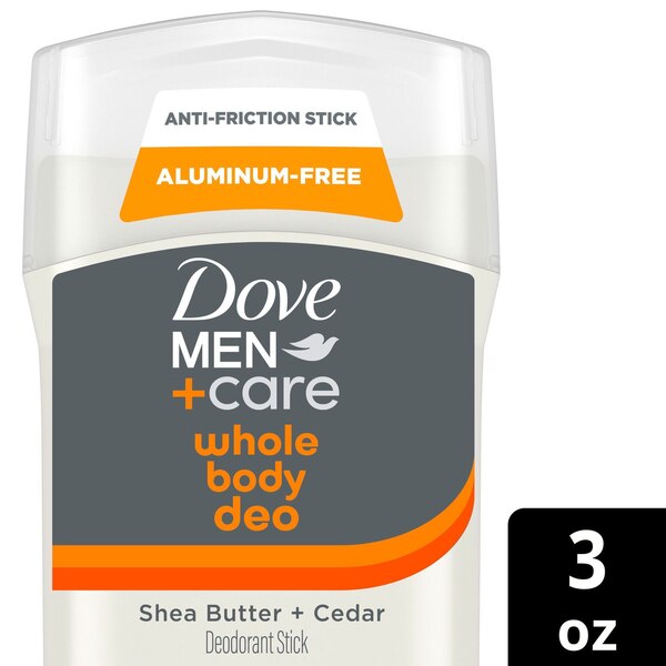 Dove Men + Care Whole Body Deodorant Stick, Shea Butter + Cedar, 3 OZ