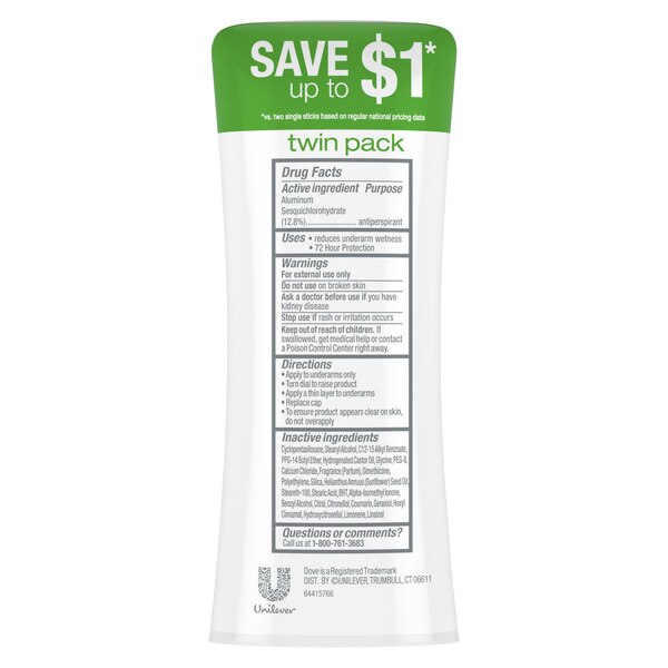 Dove Advanced Care 48-Hour Antiperspirant & Deodorant Stick, Cool Essentials