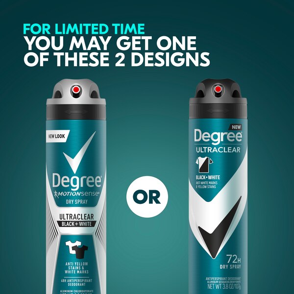 Degree Ultraclear 72-Hour Black + White Antiperspirant & Deodorant Dry Spray, 3.8 OZ