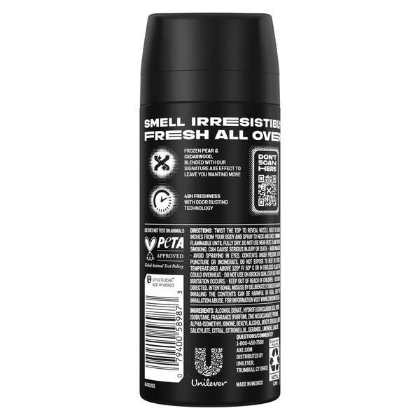 AXE 48-Hour Deodorant Body Spray, Black, 4 OZ