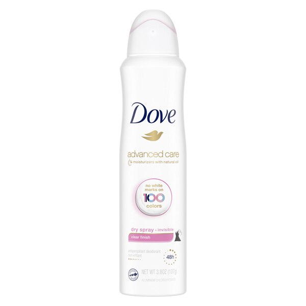Dove Advanced Care 48-Hour Antiperspirant & Deodorant Dry Spray, Clear Finish, 3.8 OZ
