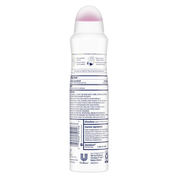Dove Advanced Care 48-Hour Antiperspirant & Deodorant Dry Spray, Clear Finish, 3.8 OZ