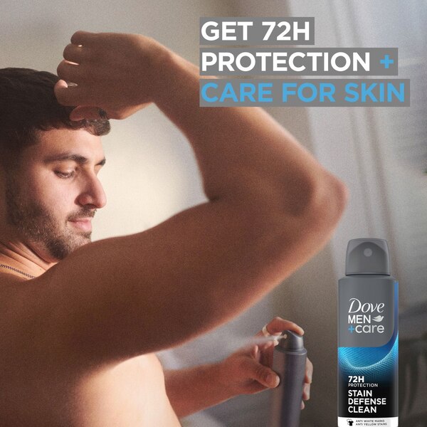 Dove Men+Care 72-Hour Stain Defense Antiperspirant Dry Spray, Clean, 3.8 OZ