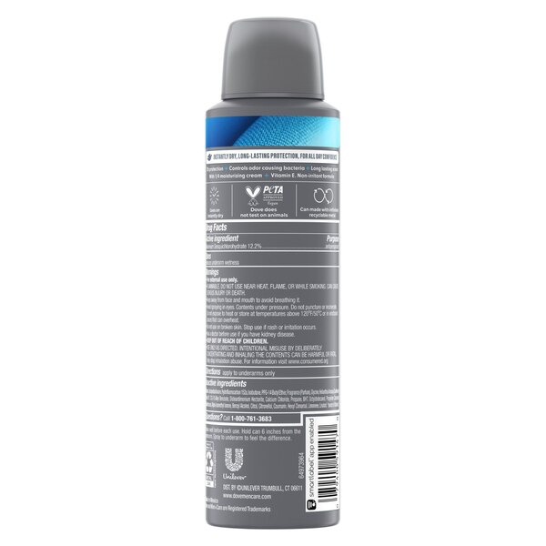 Dove Men+Care 72-Hour Stain Defense Antiperspirant Dry Spray, Clean, 3.8 OZ