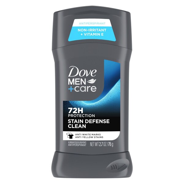 Dove Men+Care 72-Hour Stain Defense Antiperspirant Stick, Clean, 2.7 OZ
