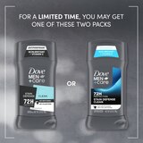 Dove Men+Care 72-Hour Stain Defense Antiperspirant Stick, Clean, 2.7 OZ, thumbnail image