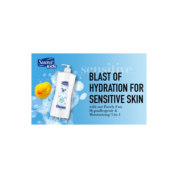 Suave Kids Tear Free 3-in-1 Shampoo, Conditioner & Body Wash, Purely Fun, 28 Oz