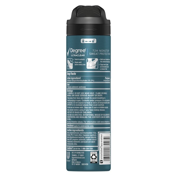 Degree Ultraclear 72-Hour Black + White Antiperspirant & Deodorant Dry Spray, Fresh