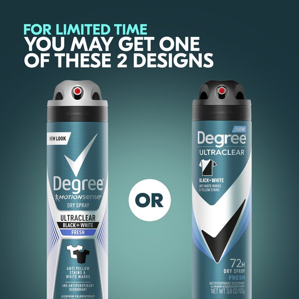 Degree Ultraclear 72-Hour Black + White Antiperspirant & Deodorant Dry Spray, Fresh