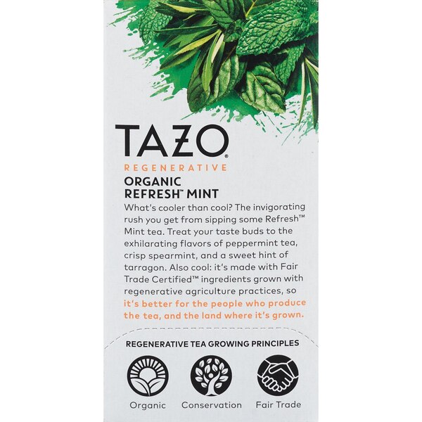 Tazo Herbal Caffeine-Free Refresh Mint Tea Bags For a Refreshing Beverage, 20 ct
