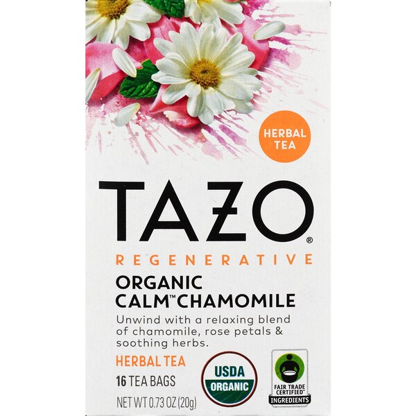 Tazo Herbal Caffeine-Free Calm Chamomile Tea Bags For a Calming Beverage, 20 ct