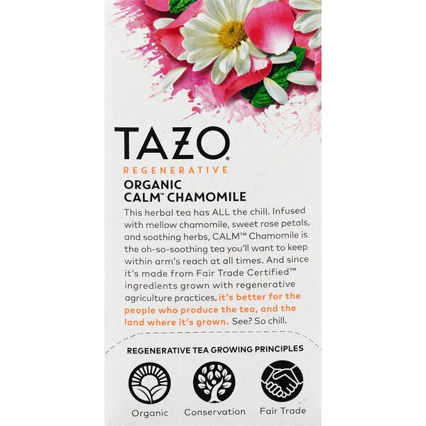 Tazo Herbal Caffeine-Free Calm Chamomile Tea Bags For a Calming Beverage, 20 ct