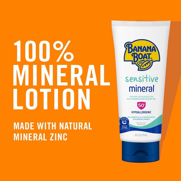 Banana Boat Sensitive Mineral SPF 50 Sunscreen Lotion, 6 OZ