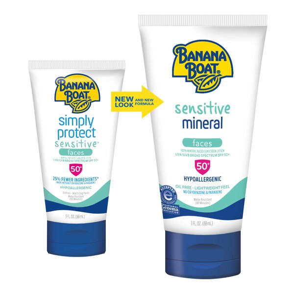 Banana Boat Sensitive Mineral Face SPF 50 Sunscreen Lotion, 3 OZ