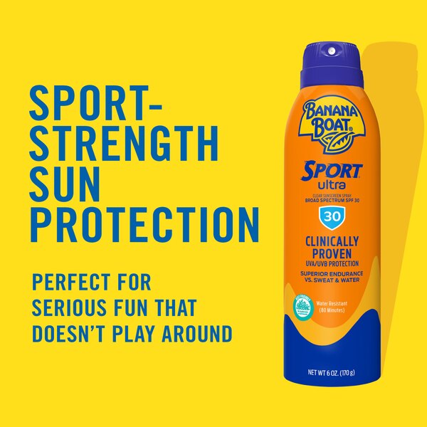 Banana Boat Ultra Sport Performance Clear Spray Family Size Sunscreen Broad Spectrum SPF 30, 9.5 OZ