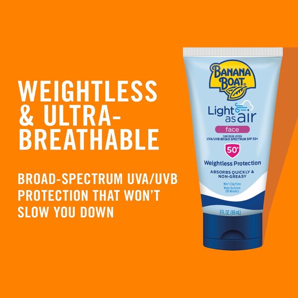 Banana Boat Light as Air Face SPF 50 Sunscreen Lotion, 3 OZ