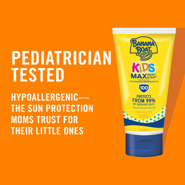 Banana Boat Kids Max Protect & Play Lotion Sunscreen Broad Spectrum SPF 100, 4 OZ