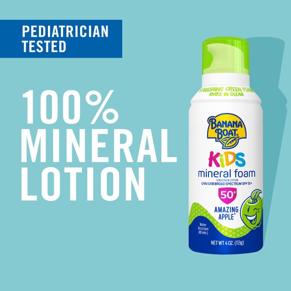 Banana Boat Kids Mineral Foam Sunscreen SPF 50, 4 OZ