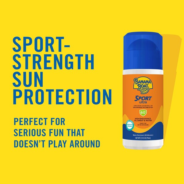 Banana Boat Sport Ultra Sunscreen Roll-On Lotion SPF 60+, 2.5 OZ