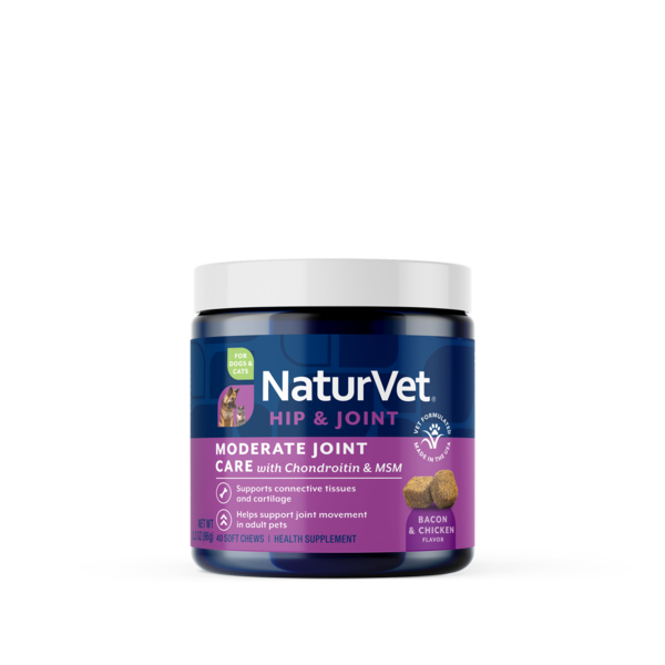 NaturVet Moderate Joint Care Soft Chew Supplement with Chondroitin & MSM for Dogs & Cats, 40 ct