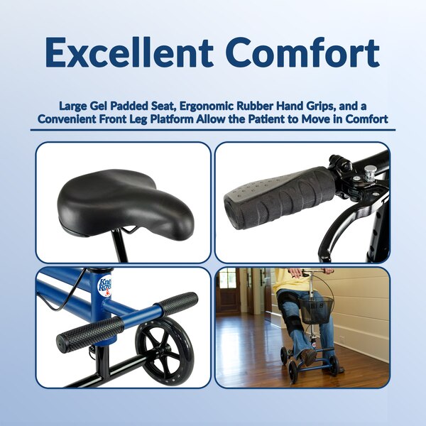 KneeRover Evolution Steerable Seated Scooter Mobility Knee Walker in Blue