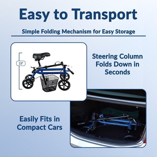 KneeRover Evolution Steerable Seated Scooter Mobility Knee Walker in Blue