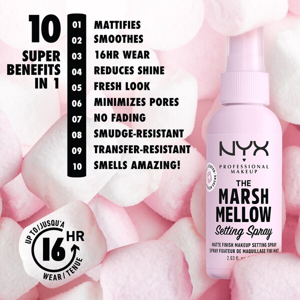NYX Professional Makeup Pro Tools Marshmellow Setting Spray, 2.03 fl oz