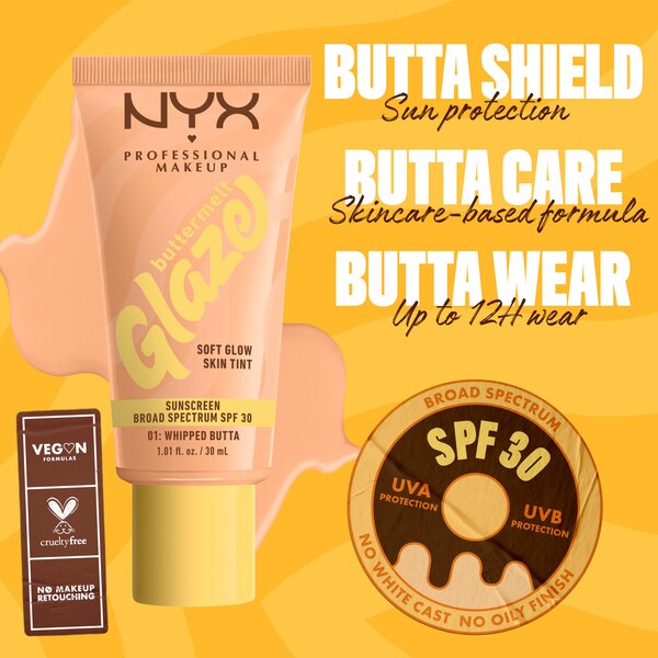 NYX Professional Makeup Buttermelt Glaze Skin Tint, SPF 30