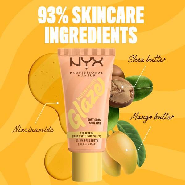 NYX Professional Makeup Buttermelt Glaze Skin Tint, SPF 30