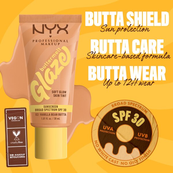 NYX Professional Makeup Buttermelt Glaze Skin Tint, SPF 30