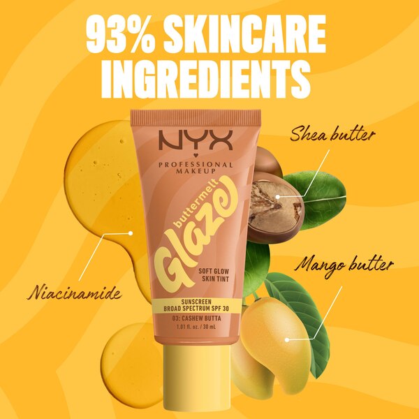 NYX Professional Makeup Buttermelt Glaze Skin Tint, SPF 30