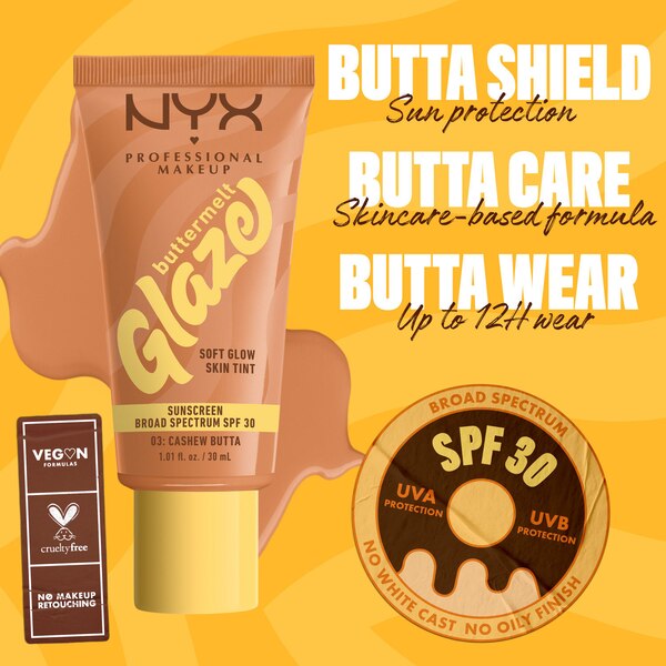 NYX Professional Makeup Buttermelt Glaze Skin Tint, SPF 30