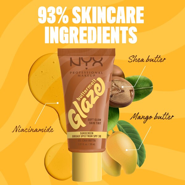 NYX Professional Makeup Buttermelt Glaze Skin Tint, SPF 30