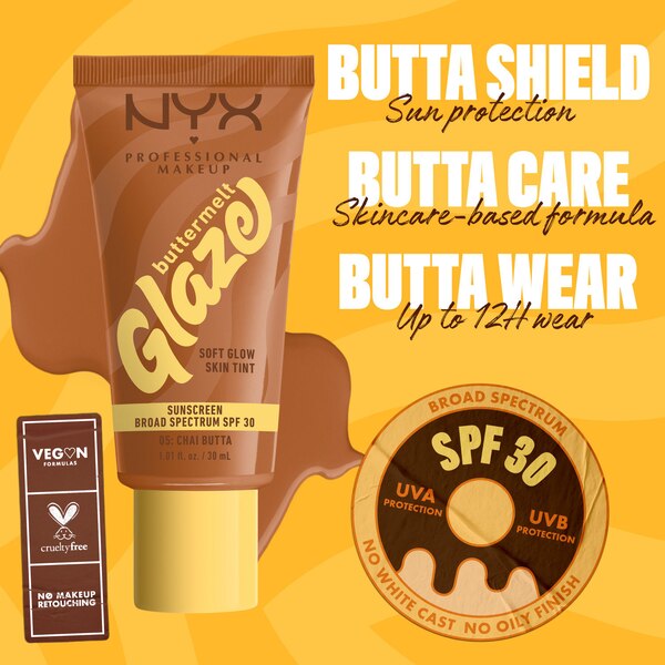 NYX Professional Makeup Buttermelt Glaze Skin Tint, SPF 30