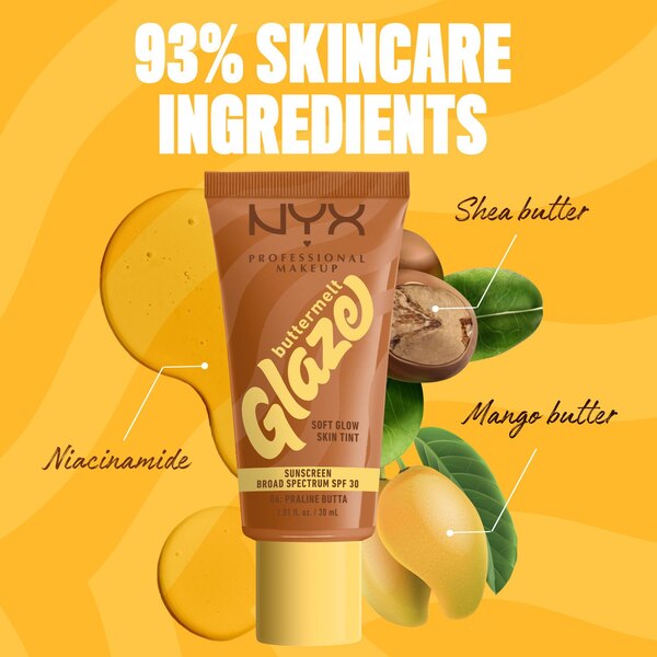 NYX Professional Makeup Buttermelt Glaze Skin Tint, SPF 30