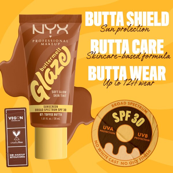 NYX Professional Makeup Buttermelt Glaze Skin Tint, SPF 30