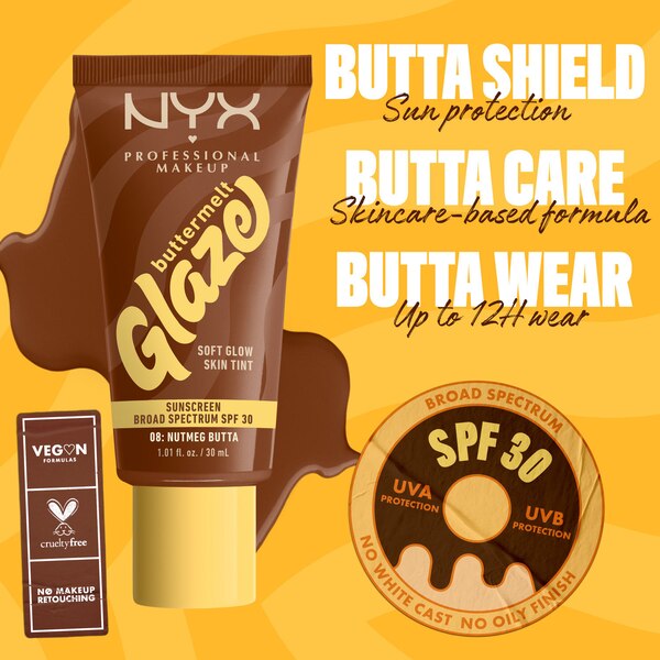 NYX Professional Makeup Buttermelt Glaze Skin Tint, SPF 30